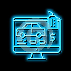 buy car online neon glow icon illustration