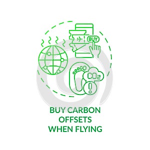 Buy carbon offsets when flying concept icon