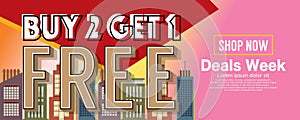 Buy 2 Get 1 Free Campaign Promotion Sale Banner