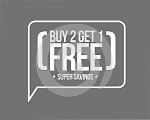 buy 2 get 1 free sale message concept