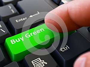 Buy Green Concept. Person Click Keyboard Button