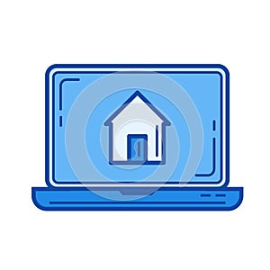 Buy house online line icon.