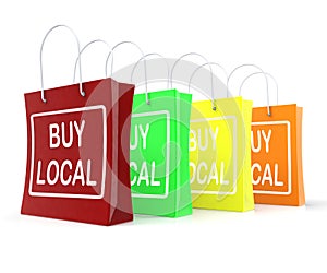 Buy Local Shopping Bags Shows Buying Nearby Trade