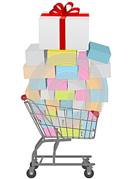 Buy many gift boxes full shopping cart