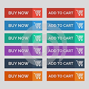 Buy now and add to cart flat buttons on grey background.