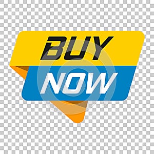 Buy now banner badge icon. Vector illustration on isolated trans