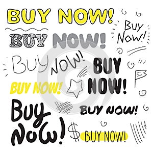 Buy Now hand drawn advertising text