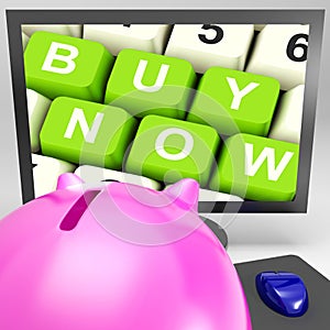 Buy Now Keys On Monitor Showing Ecommerce