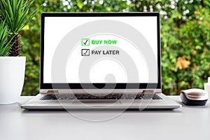 Buy now pay later concept on laptop