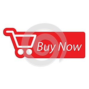 Buy now red button. website element. online shop icon, shopping cart icon