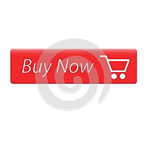 Buy now red button. website element. online shop icon, shopping cart icon