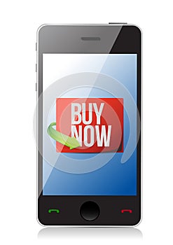 Buy now sign on a smartphone. illustration