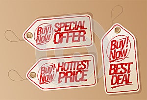 Buy now special offer tags - hottest price, best deal and special offer