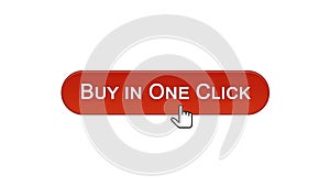 Buy in one click web interface button clicked with mouse, wine red, shopping