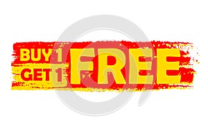 Buy one get one free, yellow and red drawn label photo