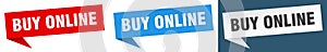 buy online banner. buy online speech bubble label set.