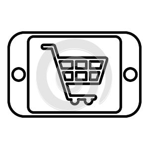 Buy online market cart icon outline vector. Business customer