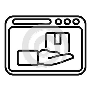 Buy online parcel icon outline vector. Search sale credit