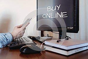 Buy online, People shopping using phones, paying on smartphone, ecommerce, e-commerce, mobile banking, online shopping, shopping