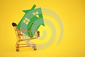 Buy real estate concept with house and shopping cart