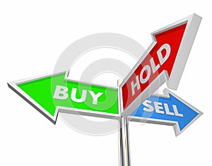 Buy Sell Hold Stocks Investment Decision Signs