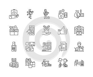 Buy and sell line icons, signs, vector set, outline illustration concept