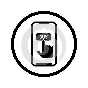 Buy, shop, shopping, e-commerce icon. Black vector