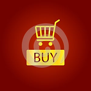 Buy sign icon. Online buying cart button. golden geometric shapes. Gradient buy icon design. Vector