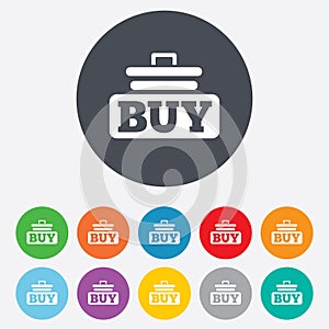 Buy sign icon. Online buying cart button.