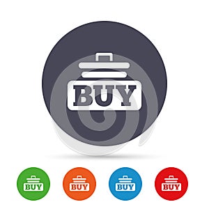 Buy sign icon. Online buying cart button.