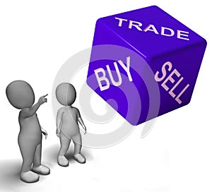 Buy Trade And Sell Dice Represents Business And Commerce