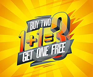 Buy two get one free, vector sale banner design