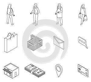 Buyer icons set vector outline