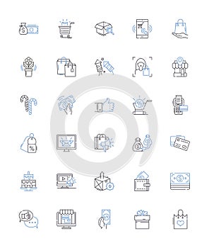 Buyer line icons collection. Customer, Shopper, Prospect, Purchaser, Consumer, Patron, Client vector and linear