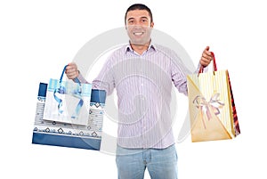 Buyer man with shopping bags photo