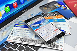 Buying air tickets online via smartphone