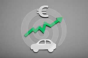 Buying auto concept, credit currency. Business car dealer. Currency EURO