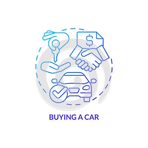 Buying car blue gradient concept icon