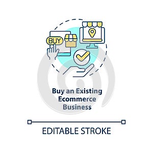 Buying existing ecommerce business concept icon