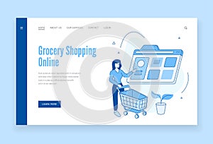 Buying groceries online. Retailing via mobile app