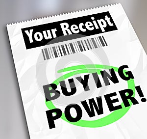 Buying Power Words Paper Receipt Purchase Shopping Saving Money