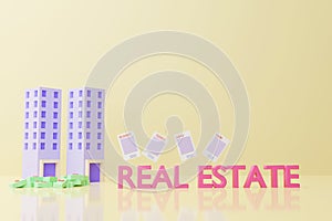 Buying and selling residential buildings, high-rise residences, dormitories, apartments, 3D renders photo