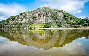 Buyongdae Cliff view with beautiful water reflection from Hahoe Village Andong South Korea