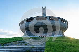 Buzludzha socialist and communist party monument in Bulgaria. Concrete built structure in the balkan. USSR symbol building