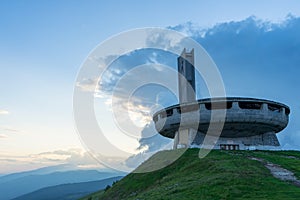 Buzludzha socialist and communist party monument in Bulgaria. Concrete built structure in the balkan. USSR symbol building