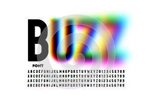 Buzz font, blurry style alphabet