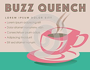 Buzz Quench is the theme of this fun and funky coffee graphic.