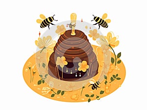 Buzzing Abode - Bee Hive Illustration