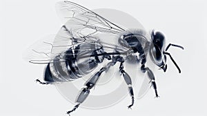 Buzzing Elegance: A Bees Ballet on White. Generative AI