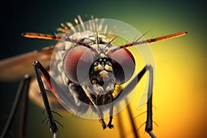 Buzzing Mosquito macro insect. Generate Ai